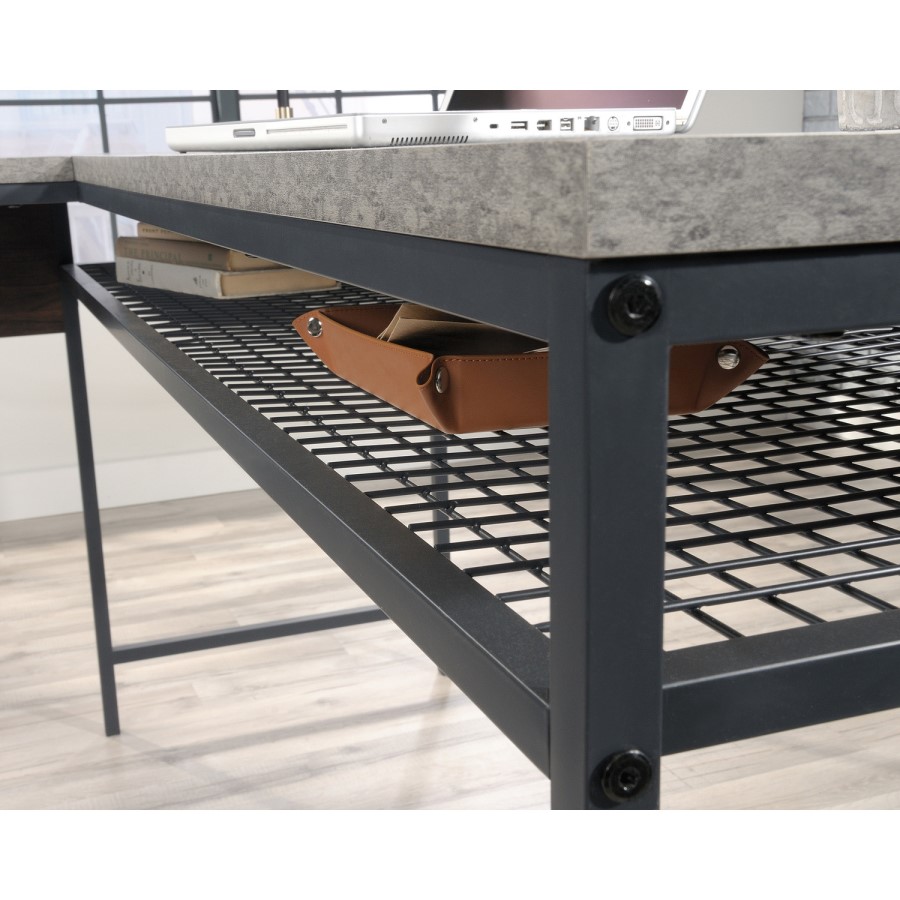 Market L-Shaped Desk in Walnut & Slate Grey