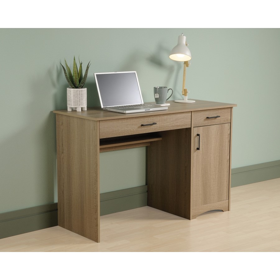 Essentials Computer Desk in Oak with Cupboards