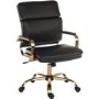 Black Faux Leather Executive Chair with Gold Arms and Base - Teknik Office