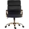 Black Faux Leather Executive Chair with Gold Arms and Base - Teknik Office