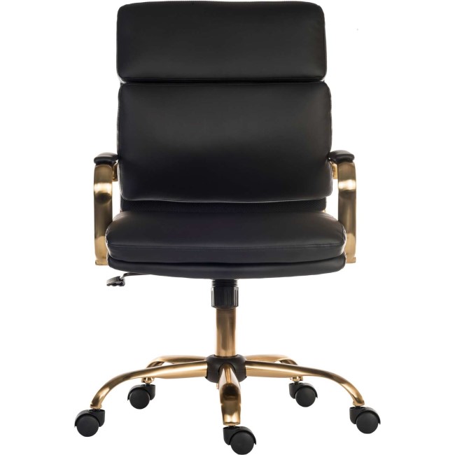 Black Faux Leather Executive Chair with Gold Arms and Base - Teknik Office