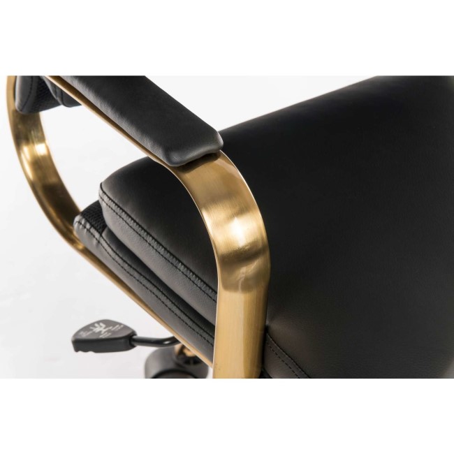 Black Faux Leather Executive Chair with Gold Arms and Base - Teknik Office