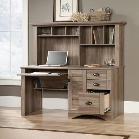 Louvre Hutch Desk in Oak with Storage