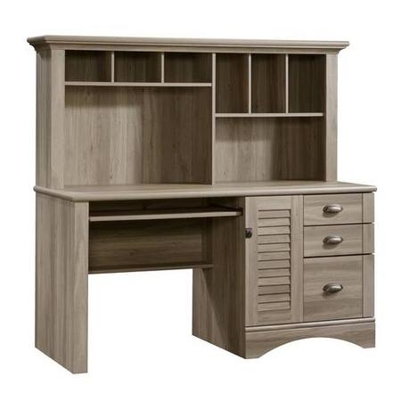 Louvre Hutch Desk in Oak with Storage