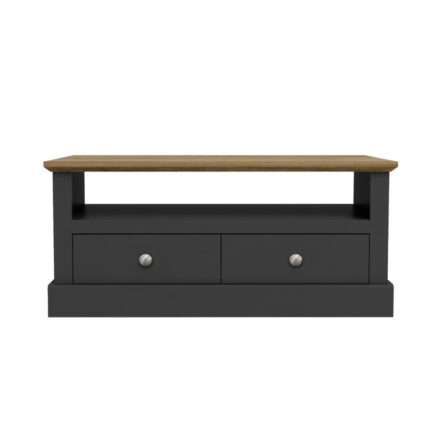 Devon Coffee Table in Charcoal with Oak Top