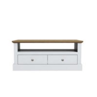 Devon Coffee Table in White with Oak Top