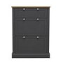 GRADE A1 - Slim Charcoal and Oak Shoe Cabinet - Devon