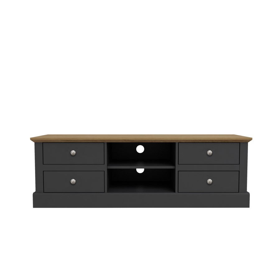 Devon TV Unit in Charcoal Grey with Oak Top - TV's up to 65"