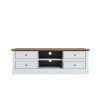 GRADE A1 - Devon TV Unit in White with Oak Top - TV&#39;s up to 65&quot;