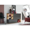 Grey Display Cabinet with Glass Shelves &amp; LED Lighting - Neo