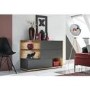 Grey Display Cabinet with Glass Shelves & LED Lighting - Neo