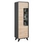 Tall Display Cabinet in Grey & Wood with LED Lighting - Neo