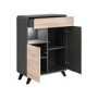Grey & Wooden Display Cabinet with LED Lighting - Neo