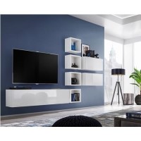 White High Gloss Floating TV Media Unit - Neo