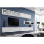 White High Gloss Floating TV Unit with Top Open Shelves - Neo