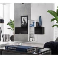 Floating Display Cabinet in Black & White High Gloss - Neo