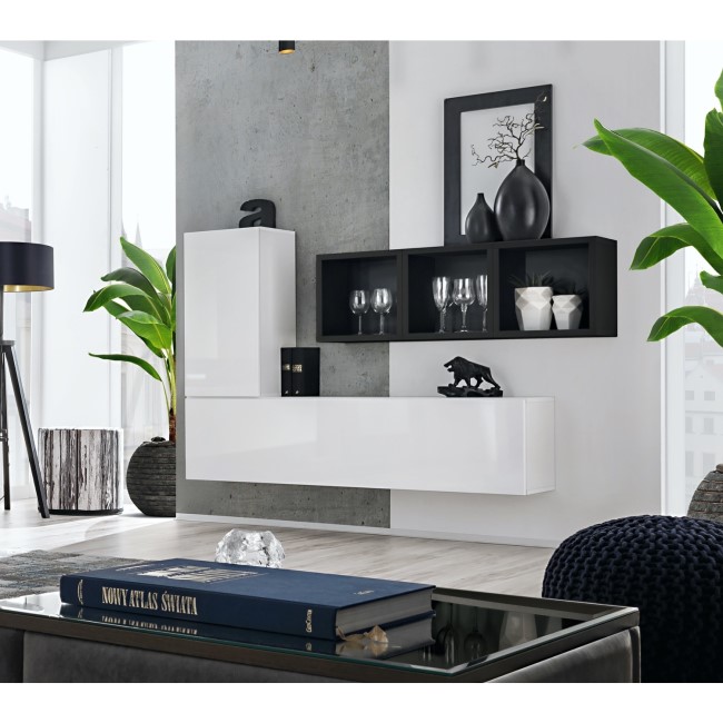 Black & White High Gloss Display Cabinet - Neo