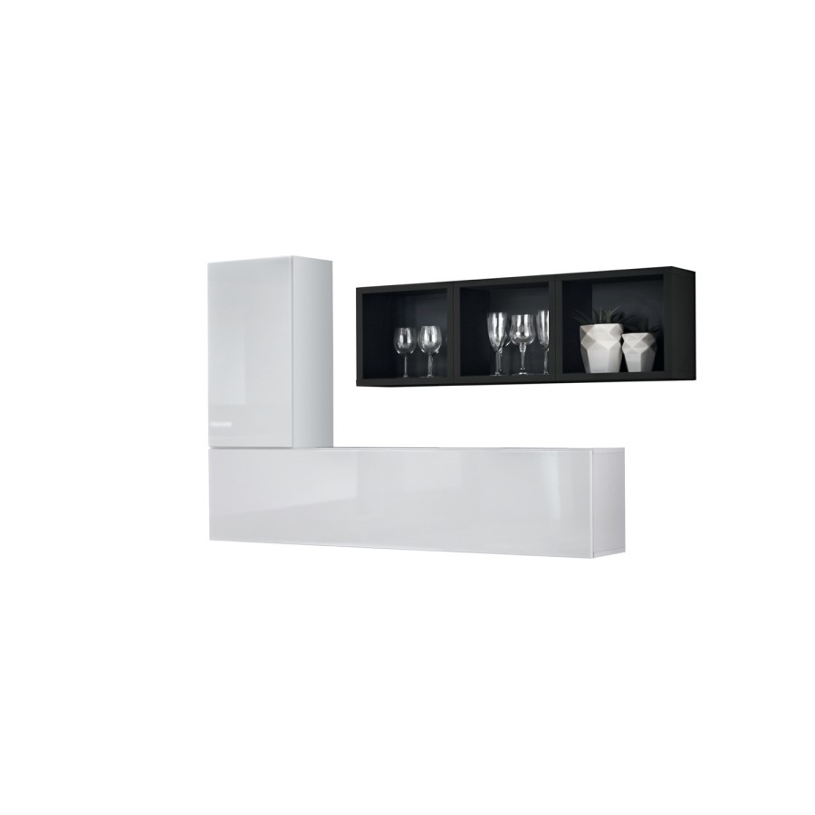 Black & White High Gloss Display Cabinet - Neo