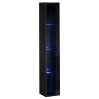 Black Floating Displaying Cabinet with Glass Shelves - Neo