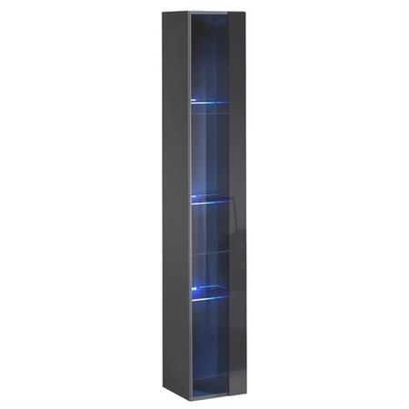 Grey Floating Displaying Cabinet with Glass Shelves - Neo