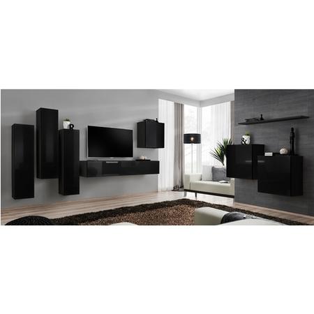 Black Floating TV Unit with Storage - Neo