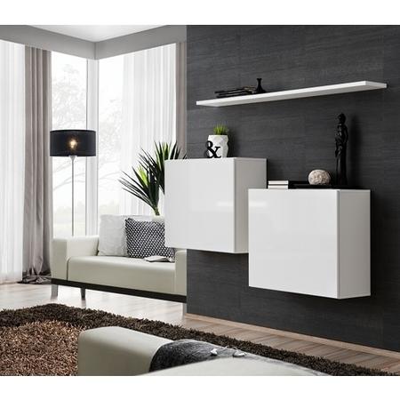 Two White Floating Wall Mount Square Display Cabinets - Neo