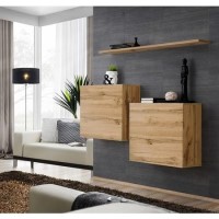 Two Wooden Floating Wall Mount Square Display Cabinets - Neo