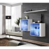Two White Floating Wall Mount Square Display Cabinets with LED Lighting - Neo