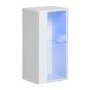 White Floating Display Cabinet with LED Lighting & Glass Shelf - Neo