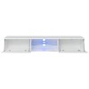 White Floating TV Unit with LED Lighting &amp; Open Middle Shelf - Neo