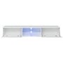 White Floating TV Unit with LED Lighting & Open Middle Shelf - Neo