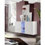 White Floating Sideboard with LED Lighting & Glass Shelves - Neo