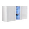 White Floating Sideboard with LED Lighting &amp; Glass Shelves - Neo