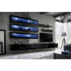 Black Floating TV Unit with Wall Hanging Display Units - Neo