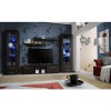 Black TV Unit with Two Display Cabinets - Neo