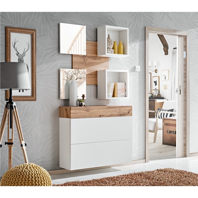 White & Wooden Hanging Sideboard - Neo