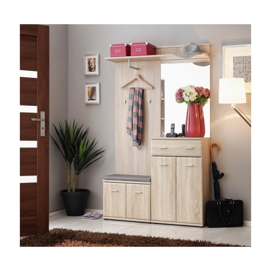 Oak Hall Storage Unit with Coat Hooks - Neo