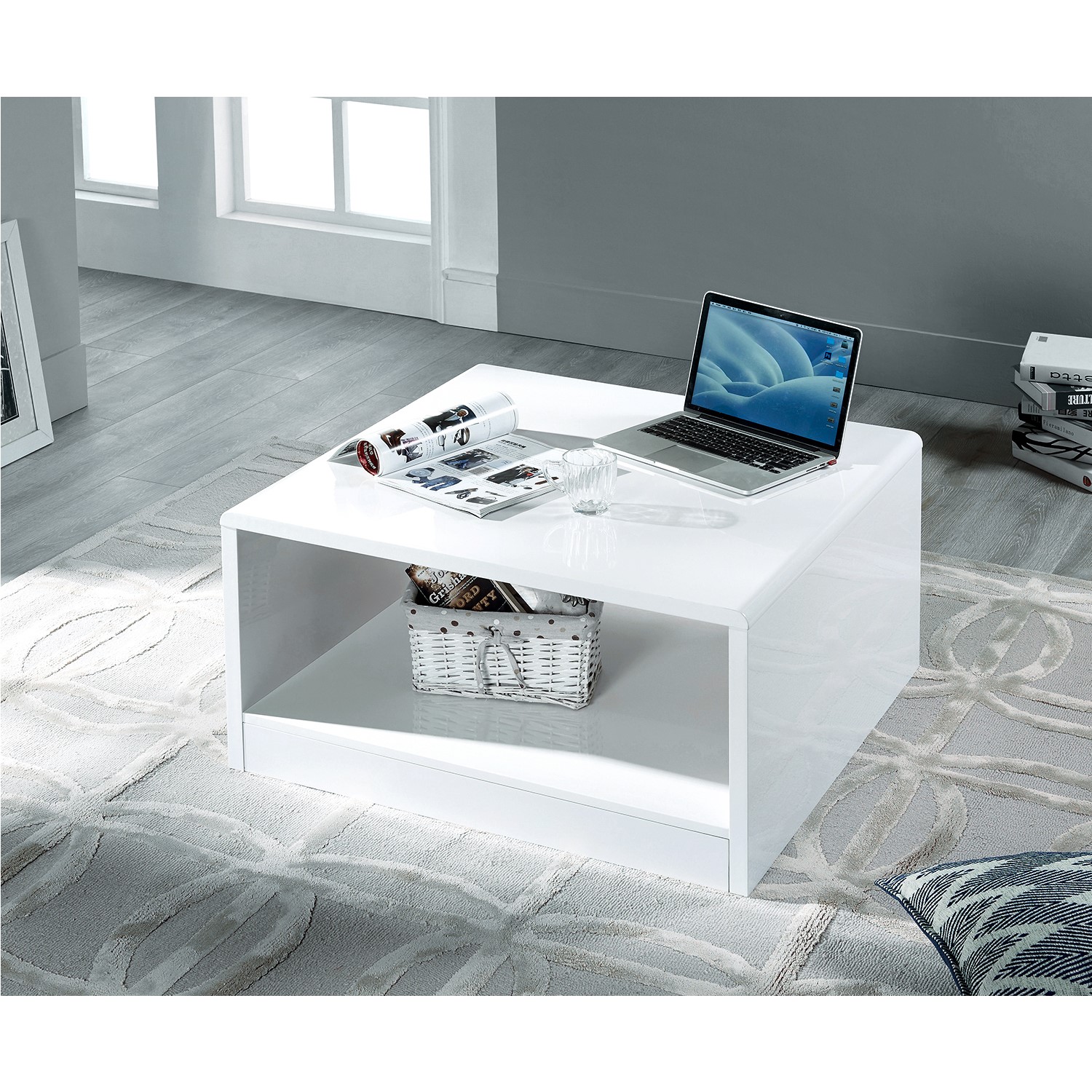 Square White Gloss Coffee Table Manahattan Furniture123