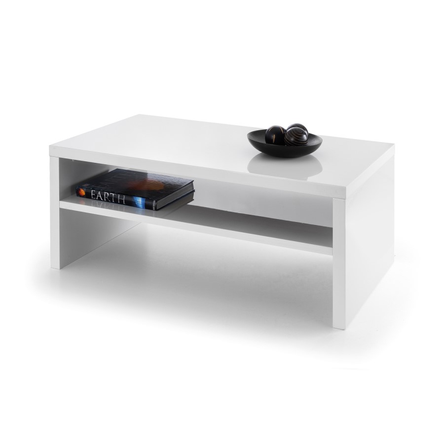 Julian Bowen White High Gloss Coffee Table with Shelf - Metro