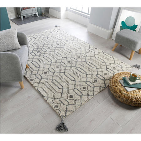 Pietro Grey Wool Rug 120x170cm - Flair