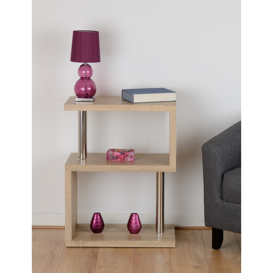 Charisma Side Table in Light Oak Effect with 3 Shelves