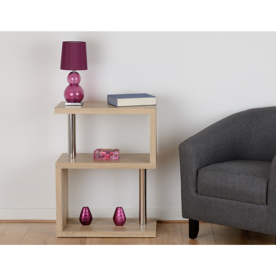 Charisma Side Table in Light Oak Effect with 3 Shelves