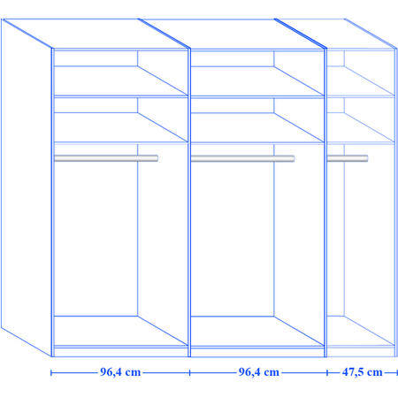 Wiemann Portland 2 Door Sliding Wardrobe in White and Grey with LED Lights - Assembly Included