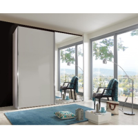 Wiemann Miami 2 Door Sliding Wardrobe in White and Mirror with LED Strip Lights - Assembly Included