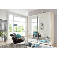 Wiemann Miami Mirrored Two Door Sliding Wardrobe with Chrome Lights - Assembly Included