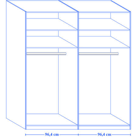 Wiemann Miami Mirrored Two Door Sliding Wardrobe with Chrome Lights - Assembly Included