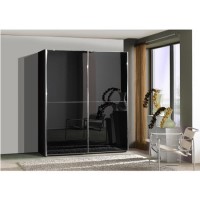 Wiemann Miami 2 Door Sliding Wardrobe in Black Glass - Assembly Included