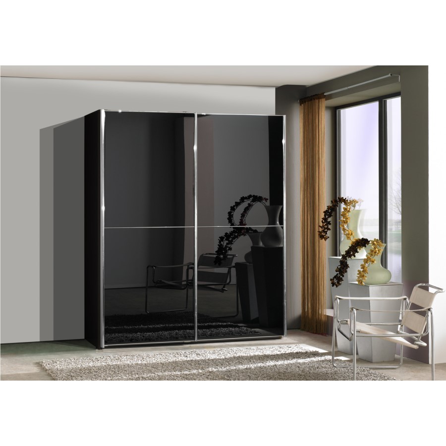 Wiemann Miami 2 Door Sliding Wardrobe in Black Glass - Assembly Included