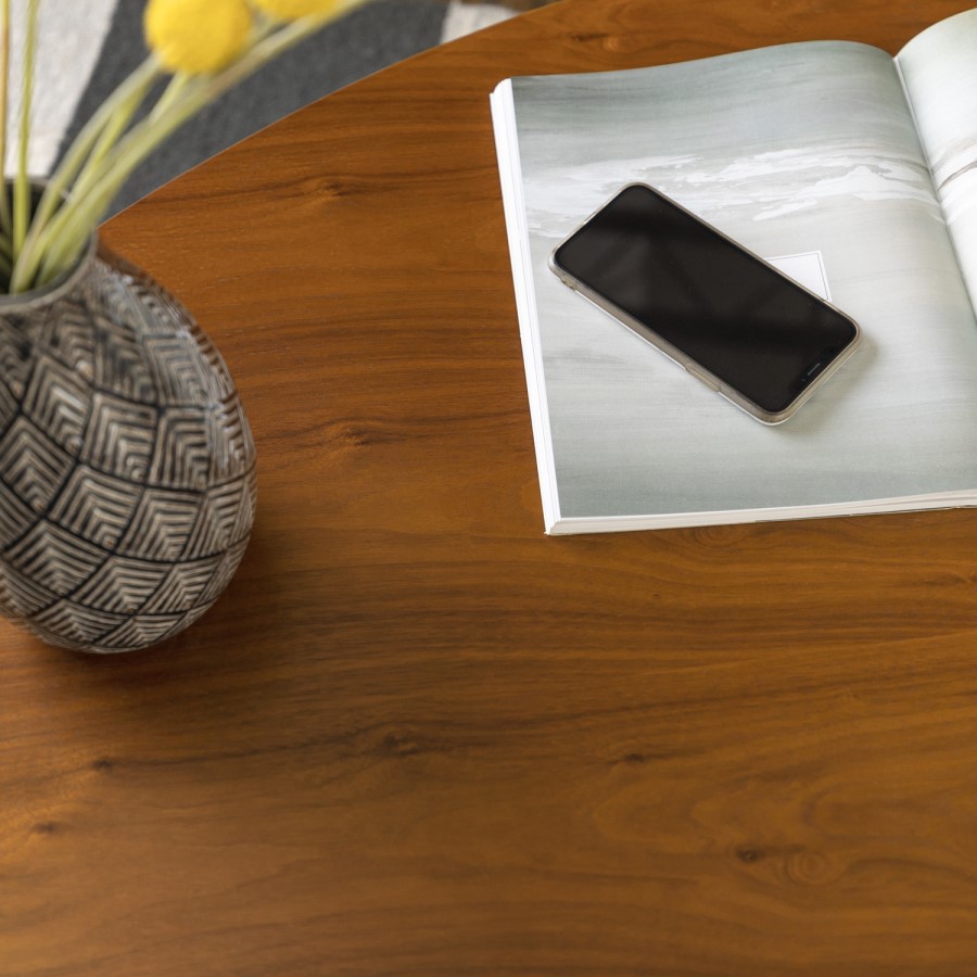 Walnut Coffee Table with Black Hairpin Legs