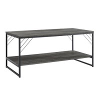 Dark Grey Wash Coffee Table with Black Metal Base- Industrial Dark Grey Wash Coffee Table with Black Metal Base- Industrial